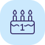Birthday leave icon with birthday cake in blue