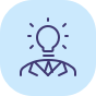 Learning icon with lightbulb in blue