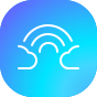 Dream big icon with rainbow on blue gradient