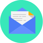 Letter in an open envelope graphic