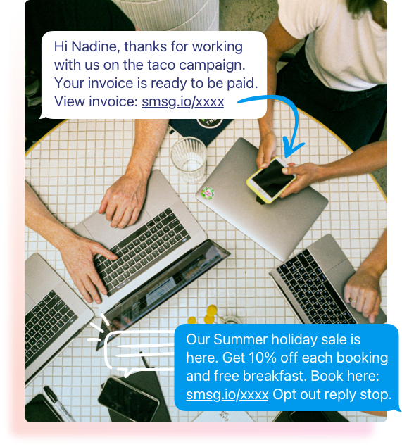 Account managers at an advertising agency sending texts as part of client campaigns
