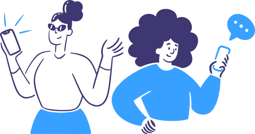 Two people receiving SMS on their handsets