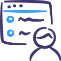 User looking at web based dashboard graphic