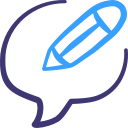Pencil and speech bubble graphic